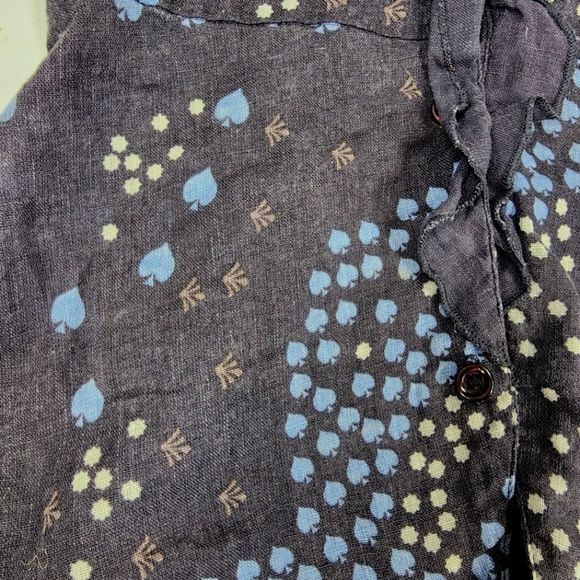 Free People Blue Linen Blend Pintuck Ruffle Button Front Spade Tank Top 0 - Picture 5 of 6